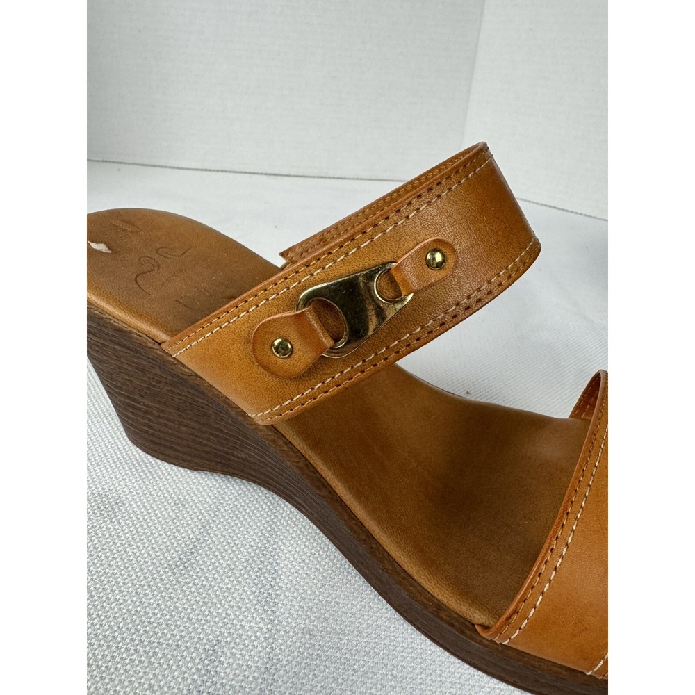 Handmade Italian Brown Wedge Sandals Women's Size 8 - Picture 16 of 16